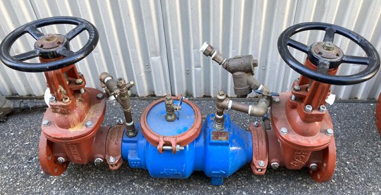 Zurn Wilkins Reduced Pressure Zone Backflow Preventer And Main Gate Valve 38' Long 4' Wide Pipe Opening