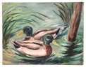Five (5) Vintage Original Signed Artwork Oil On Canvas Watercolor Landscapes Woodblock Figures & Still Life