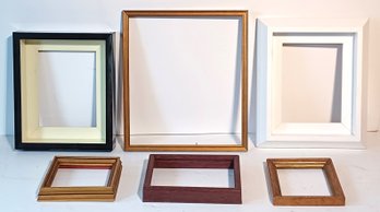 Six (6) Assorted Vintage & Contemporary Picture Frames 8 X 10 - 12 X 14 Floaters, Gold Leaf All Wood