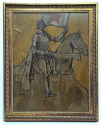 Walter Granville-Smith 1918 Listed American Signed Original Oil Canvas Knightly Figure On Horseback