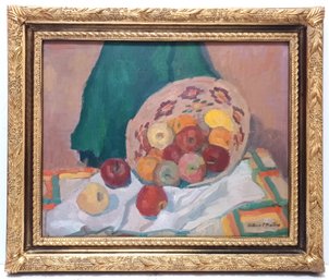 Antonio P Martino Listed Italian Artist Signed Original Oil Canvas Still Life Fruit Bowl On Table Framed