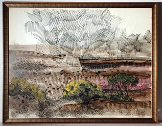 William Lyberis American Landscape Artist Signed Original Watercolor Landscape Framed