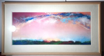 Aleah Koury Listed American Artist Signed Original Mixed Media Landscape Skyscape High End Framing