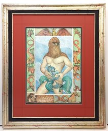Guillermo Robles 1993 LARGE Listed Mexican Signed Original Mixed Media 'the Unicorn Maker' Framed