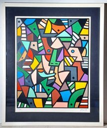John Rosa 1994 Listed American 20th C Artist Signed Original Cubist Geometric Abstract Artist Proof 1/2