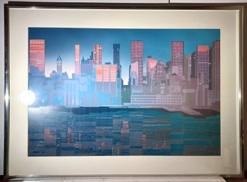 Don Munz Listed American Artist Hand Signed & Titled Cityscape Serigraph 'Sky Lines' Framed