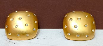Givenchy Paris New York Designer Pair (2) Of Vintage Goldtone Clip-on Earrings Stamped