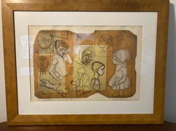 Irving Amen Pencil Signed Limited Edition Color Etching 'Sketchbook Fragments #13' Framed