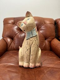 Vintage Hand Carved & Painted Wooden Cat Country Style