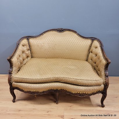Victorian-Style Upholstered Settee (LOCAL PICKUP ONLY)