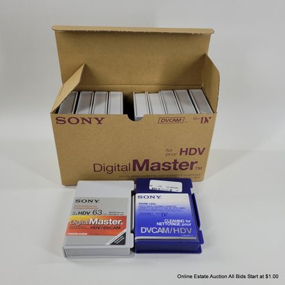 10 Sony Digital Master HDV 63 Minute Cassettes & Video Head Cleaning Cassette