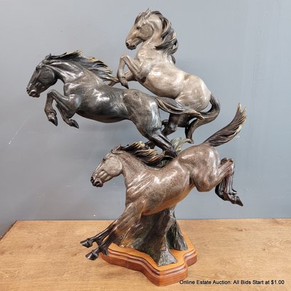 Signed Steve Retzlaff Patinated Bronze Horse Sculpture 1997 Number 5/24  (LOCAL PICKUP OR UPS STORE SHIP ONLY)