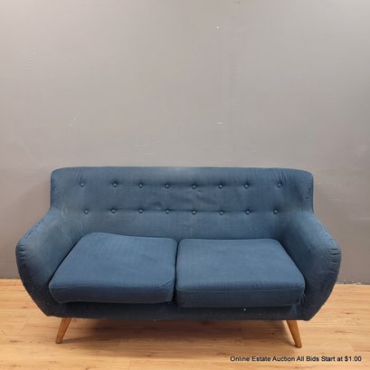 Contemporary Mid-Century Style Love Seat, AS-iS Condition (LOCAL PICK UP ONLY)