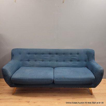Contemporary Mid-Century Style Upholstered Sofa, As-Is Condition (LOCAL PICK UP ONLY)