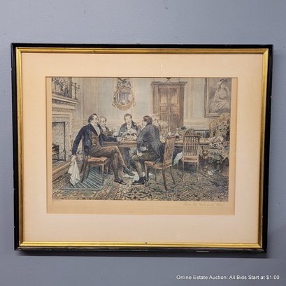 Sadler Hand-Colored Lithograph Titled Over The Nuts & Wine