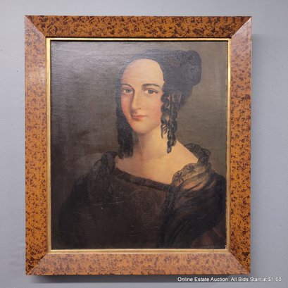 Vintage Oil On Canvas Painting Portrait Of Woman