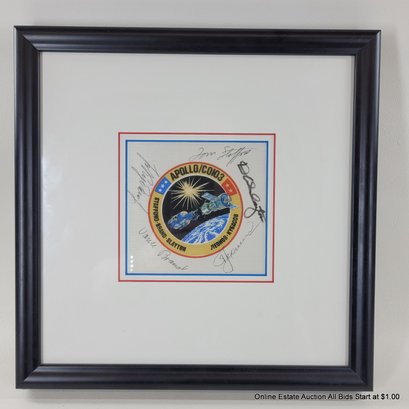 Framed Apollo-Soyuz Test Project Patch Signed By Each Test Member With COA