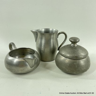 Vintage Pewter Creamers And Sugar Bowl From Royal Holland Pewter And International Pewter