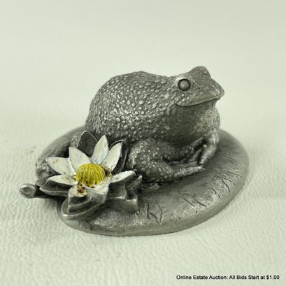 Rio Finest Pewter Frog On Lily Pad Figurine