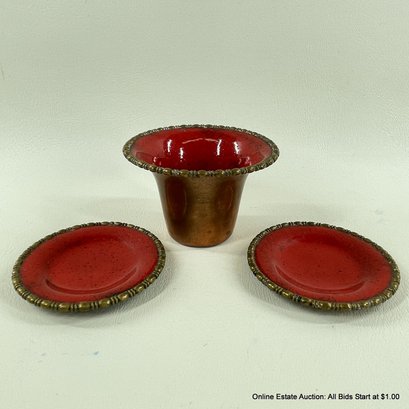 1940s Arts And Crafts Enamel On Copper Small Dishes By Serge Nekrasoff