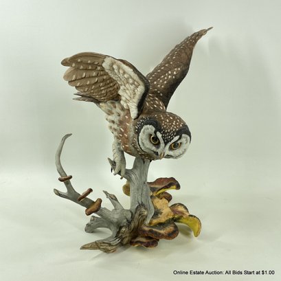 Large Boehm Porcelain Boreal Owl Figurine Numbered 135 (LOCAL PICK UP OR UPS STORE SHIP ONLY)