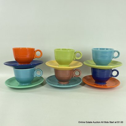 6 Genuine Fiesta Cups And Saucers