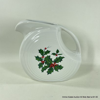 Holiday Fiesta Pitcher With Holly Design