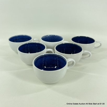6 Heath Ceramics Coffee Cups Blue And White