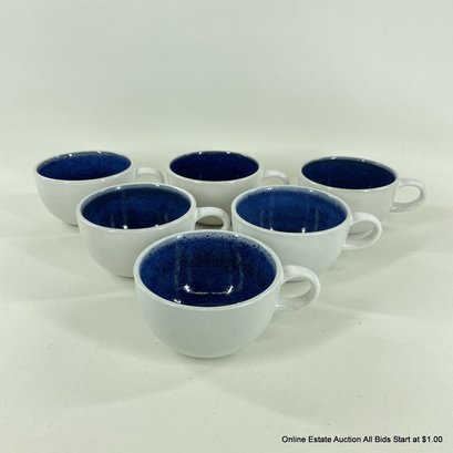 6 Heath Ceramics Coffee Cups Blue And White
