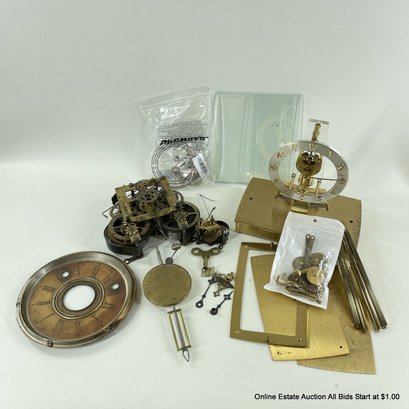 Lot Of Assorted Clock Parts Including Kieninger & Obergfell From Western Germany
