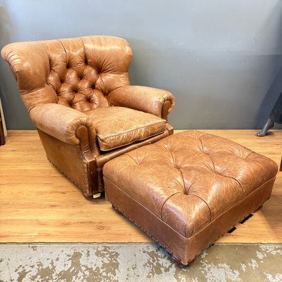 Ralph Lauren For Beacon Hill  Leather Club Chair And Ottoman (LOCAL PICK UP ONLY)