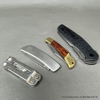 4 Folding Knives: Kershaw, Buck-Style, Leatherman Micra Multitool