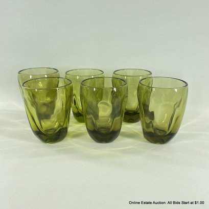 Russel Wright Set Of 6 Avocado Imperial Pinch Tumblers Glassware