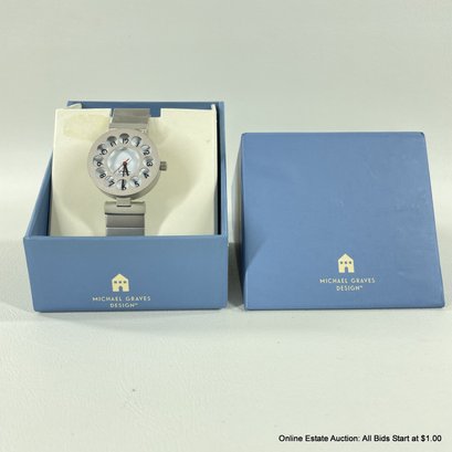 Michael Graves Brushed Aluminum Wristwatch New In Box