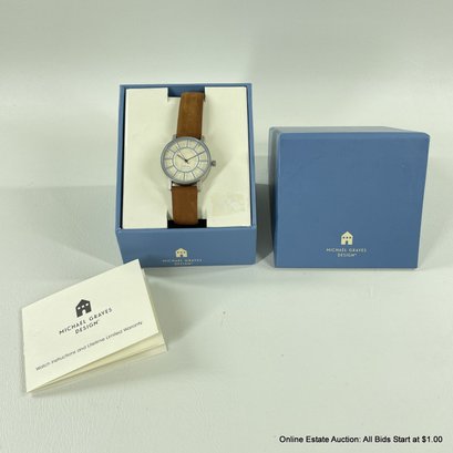 Michael Graves Wristwatch With Leather Band And Presentation Box