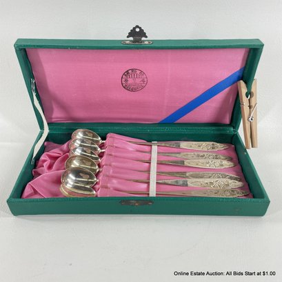 Six Vintage Iced Tea Spoons In Lined Storage Box
