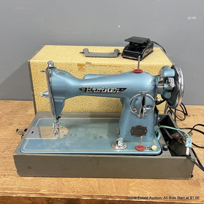 Vintage Brother Deluxe Sewing Machine Metallic Blue With Case LOCAL PICKUP ONLY