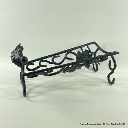 Wrought Iron Wine Bottle Holder With Grape Motif