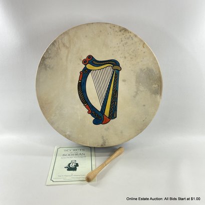 Bodhran Irish Drum By Malachy Kearns With Pamphlet On How To Play It