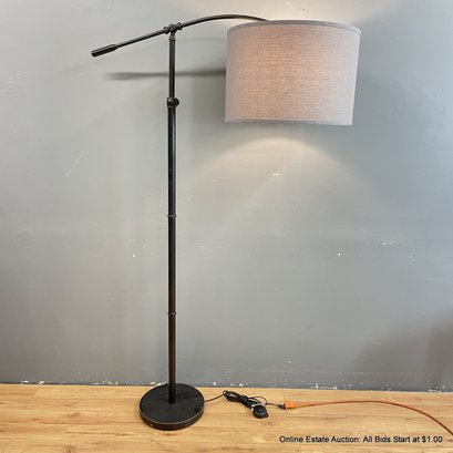 Swing-Arm Floor Lamp With Gray Drum Shade (LOCAL PICK UP ONLY)
