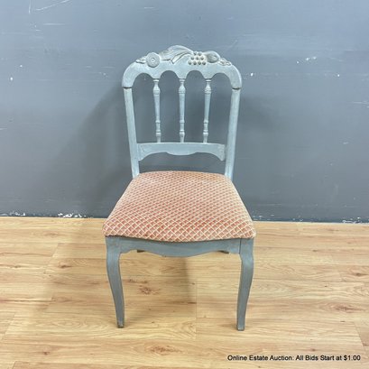 Vintage Painted Carved Wood Upholstered Chair (LOCAL PICK UP ONLY)