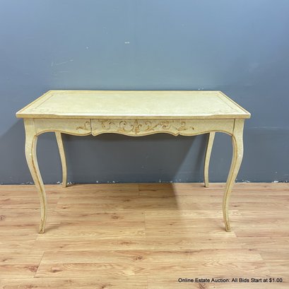 Vintage Laminated Writing Desk Or Console Table With Single Center Drawer (LOCAL PICK UP ONLY)