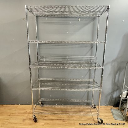 Five-Shelf Commercial Metal Wire Shelving With Casters (LOCAL PICK UP ONLY)