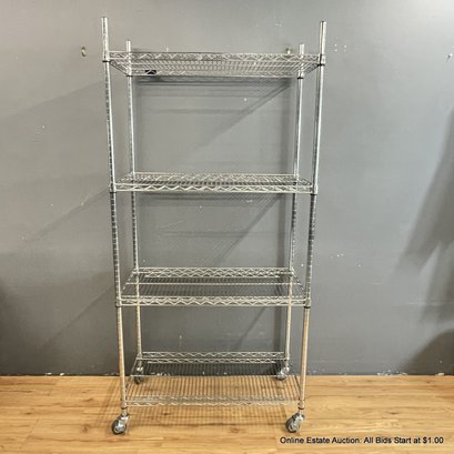 Four-Shelf Commercial Metal Wire Shelving With Casters (LOCAL PICK UP ONLY)