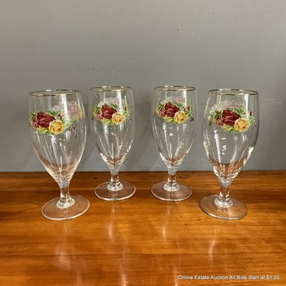Set Of Four Old Country Roses Iced Beverage Glasses