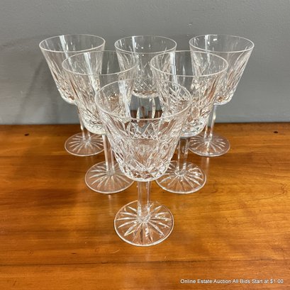 6 Waterford Crystal Claret Wine Glasses