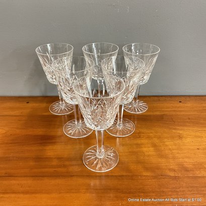 6 Waterford Crystal Claret Wine Glasses
