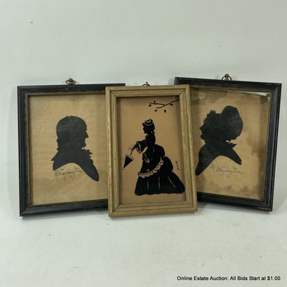 3 Vintage Framed Reverse Silhouettes
