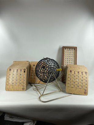 Vintage Bingo Hall Set With 73 Player Card Boards