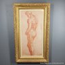Vintage Conte Crayon Print Of A Classical Figure